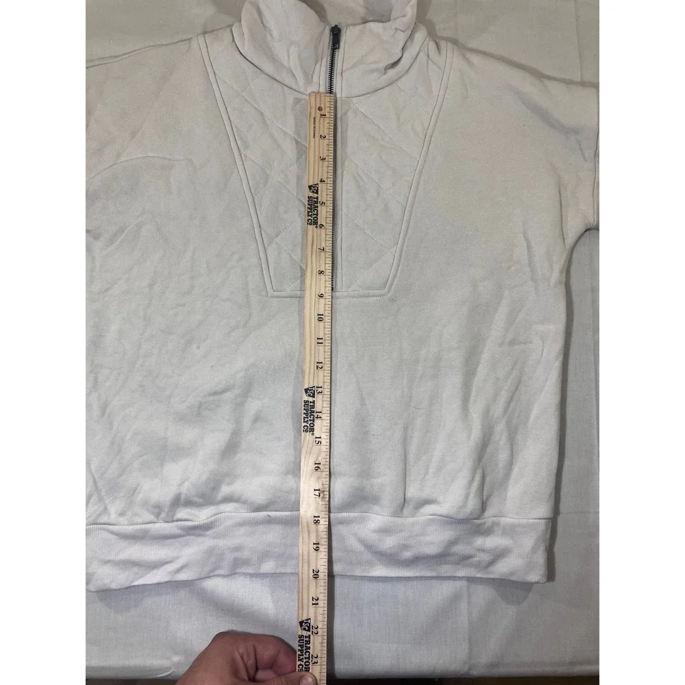 Nine Britton Womens Pullover Sweatshirt Quarter Zip Quilted‎ Mock Neck Sweater